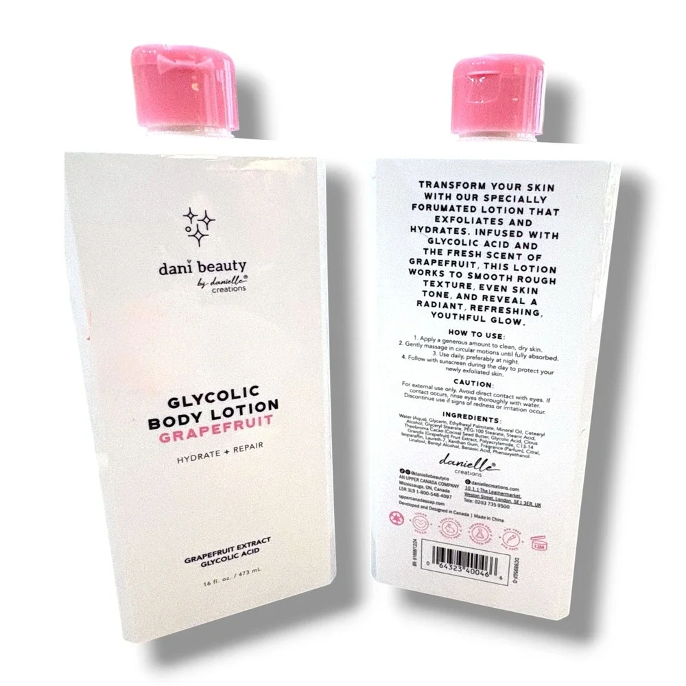 Dani Beauty Glycolic Body Lotion‎ Grapefruit 16oz Hydrate Repair Set of 2
